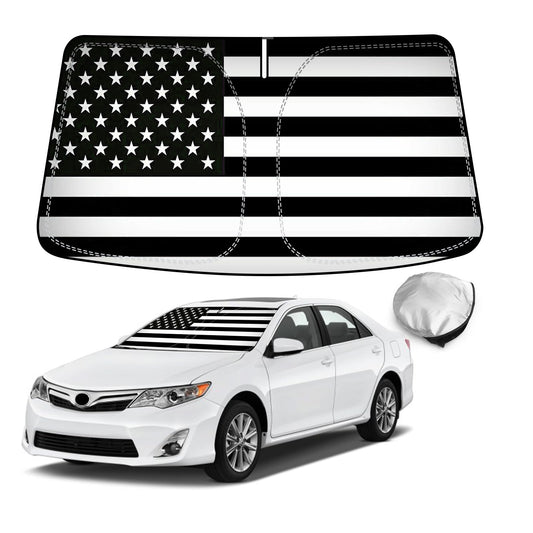 Custom Fit Windshield Sun Shade for 2012-2017 Toyota Camry, American Flag Foldable Front Window Sunshade, UV Ray and Heat Blocking Visor