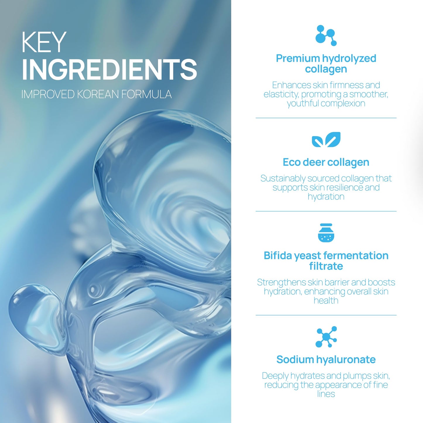 Collagen Hydrogel Face Mask Pack of 5, +35% More Collagen, Intense Hydration, Firming & Anti-Aging, Bio Protein, Bifida Ferment, Hyaluronate, Korean Skincare