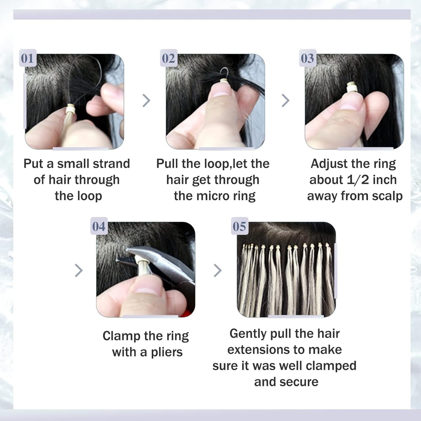 Premium 40g, 50 Strands Black Micro Link Hair Extensions, 12-inch