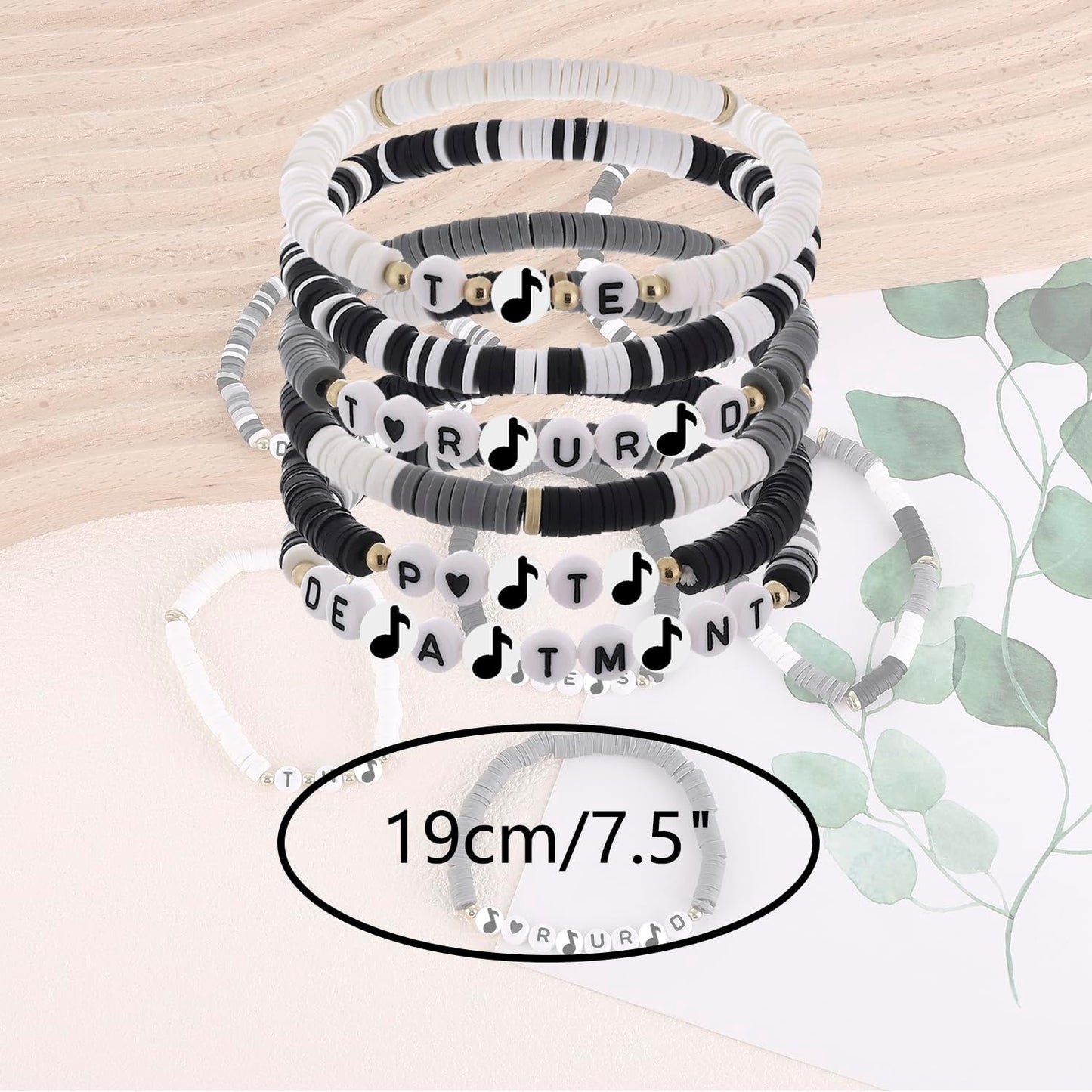 Handmade Friendship Stretch Bracelets, 6 Pieces, Inspired by Music - Perfect Gift for Women and Girls