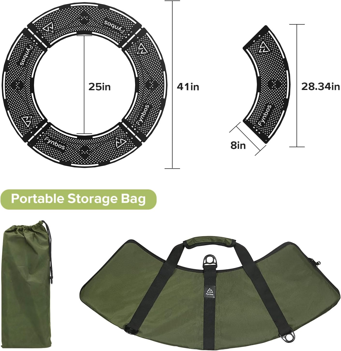 Adjustable Height Fire Pit Surround Tabletop for Outdoor Camping
