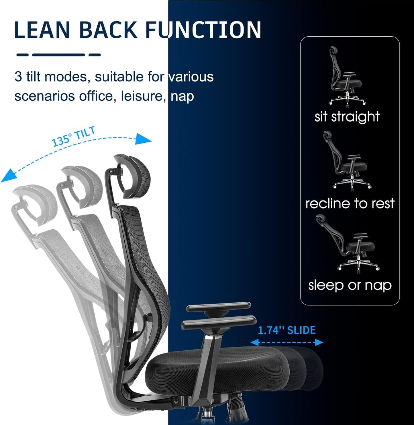 Ergonomic Mesh Office Chair with Adjustable Features for Home and Office - Maximize Comfort and Support