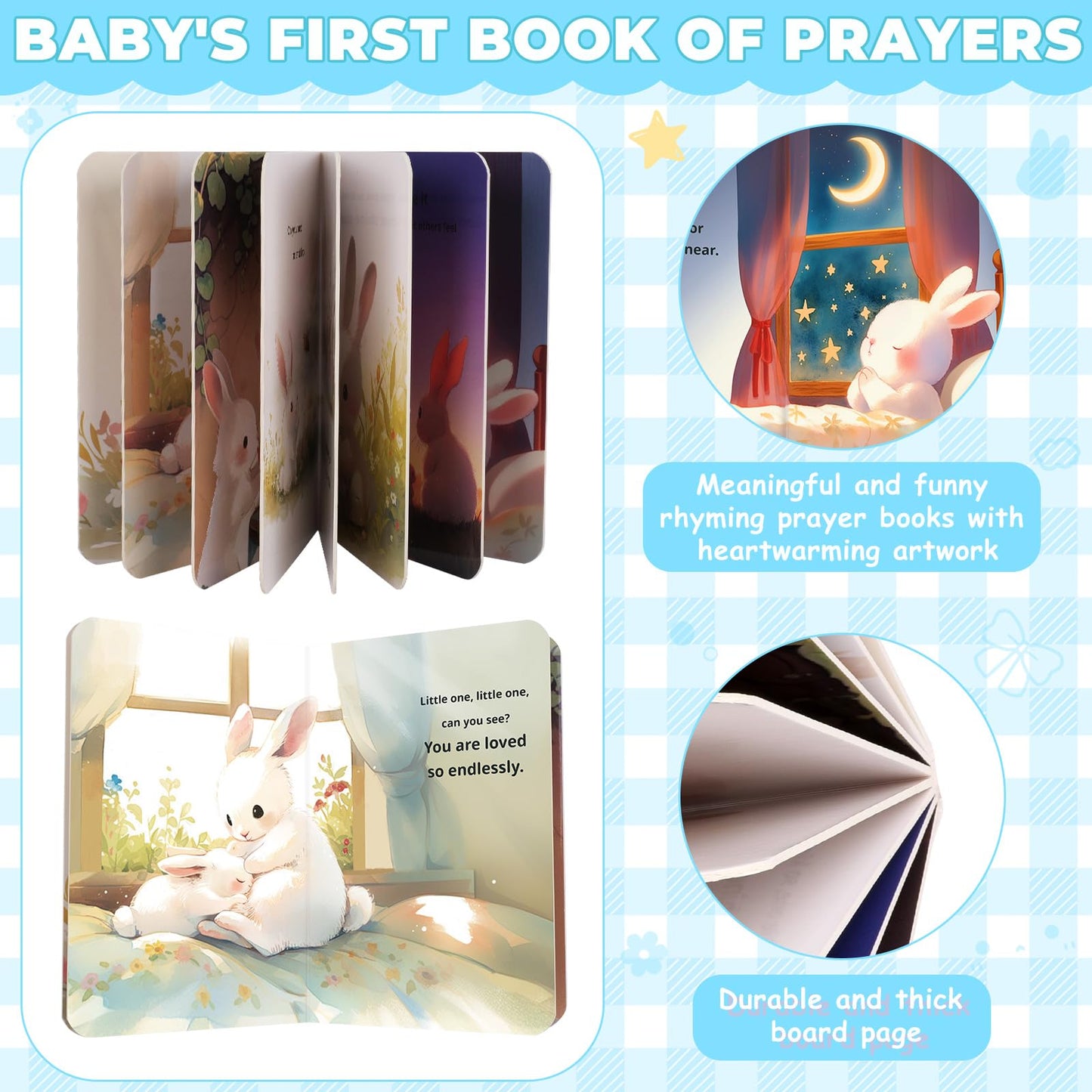 Baptism Gift Basket for Boy - Christening & Dedication Set with Bunny Plush, Rosary, Prayer Book, and Keepsake Blanket