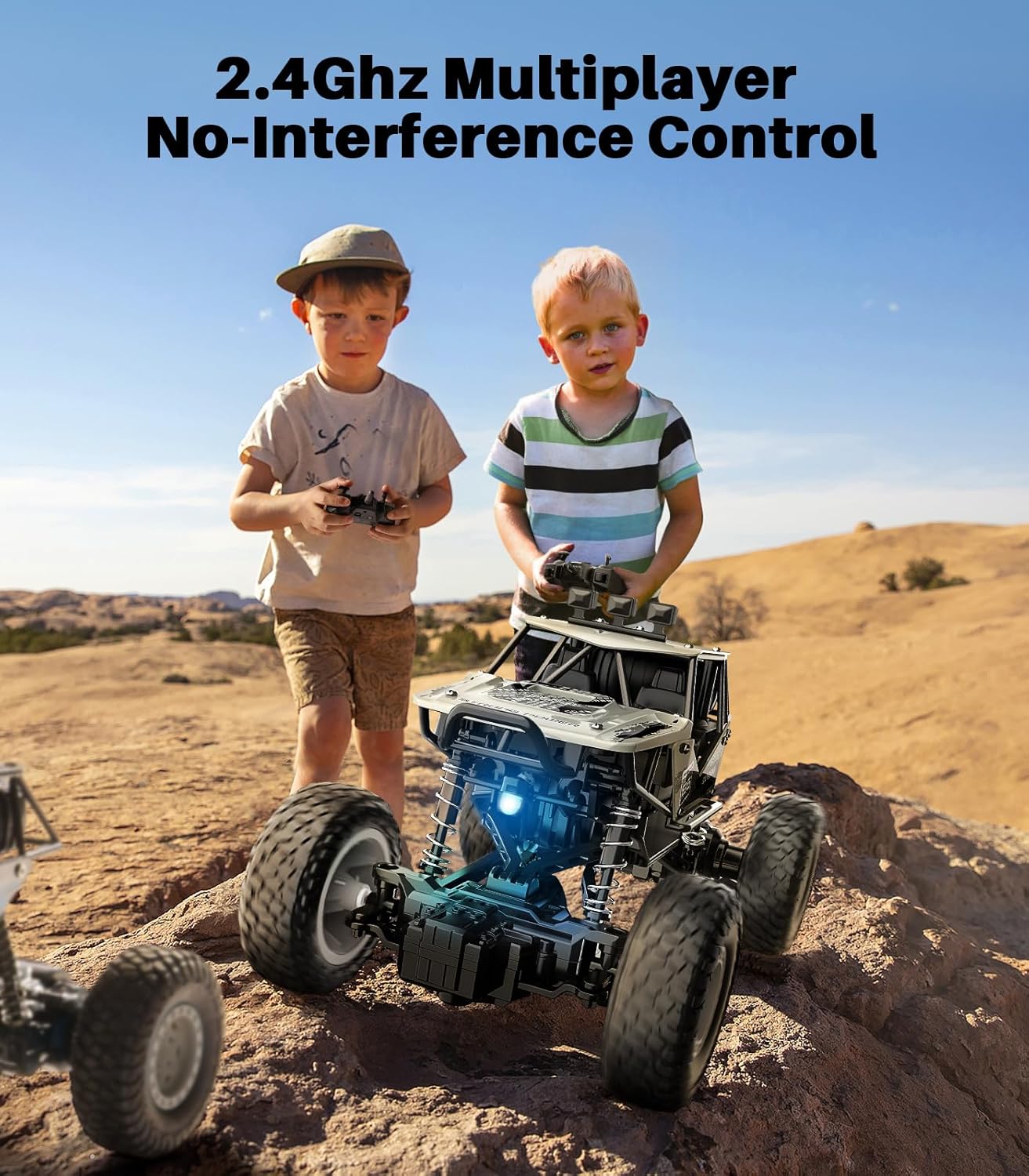 All-Terrain RC Monster Truck - Durable Metal Shell, Dual Batteries, 1/20 Scale