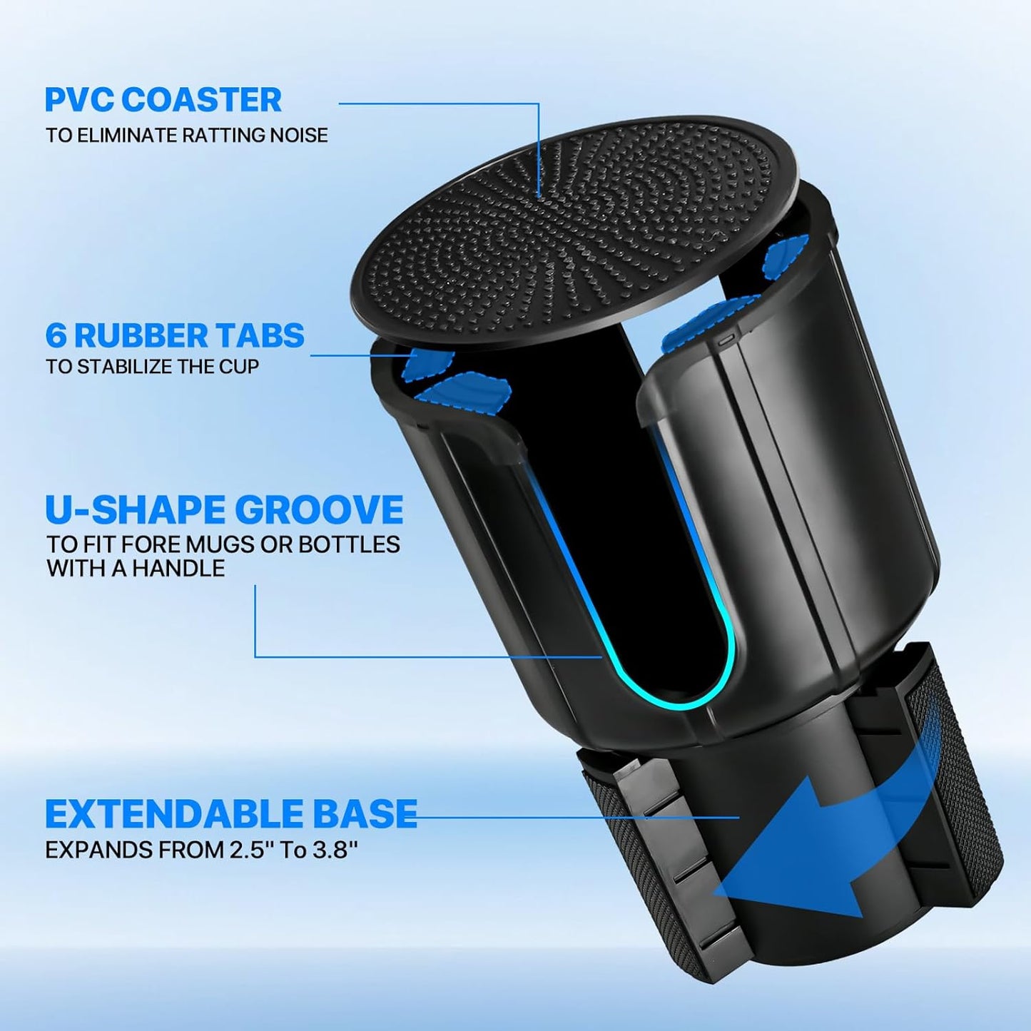 Maximize Space with Our Cup Holder Expander Adapter – Fits Yeti, Nalgene, Hydro Flasks & More!