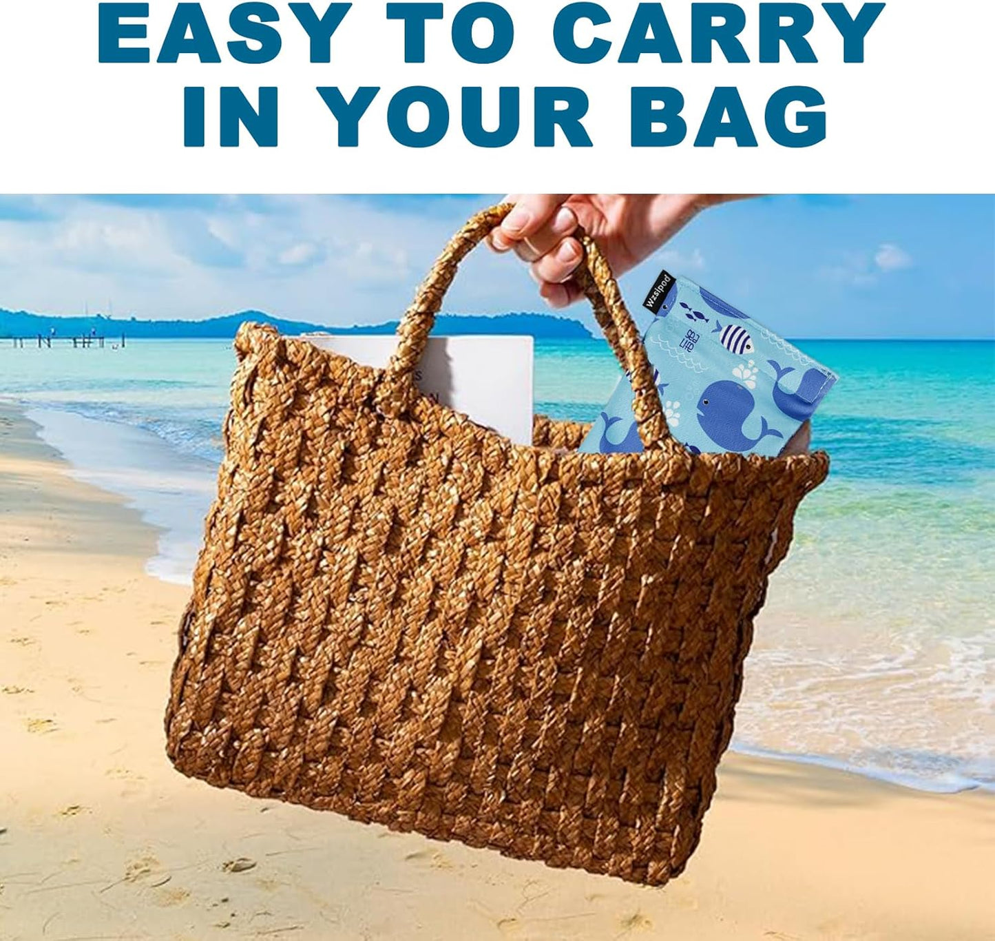Beach Sand Removal Bag | Gentle, Skin-Friendly & Talc-Free | Natural Alternative for Effective Sand Cleaning (Whale)