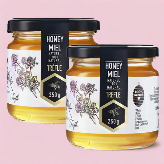 Premium Clover Trèfle Raw Honey by Honigma: 100% Pure, Unfiltered & Unpasteurized - 250g/8.8oz Twin Pack
