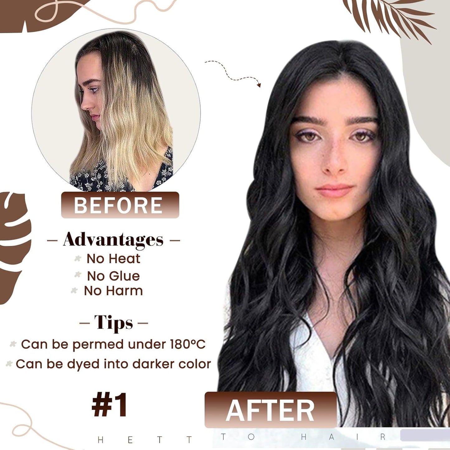 Premium 40g, 50 Strands Black Micro Link Hair Extensions, 12-inch