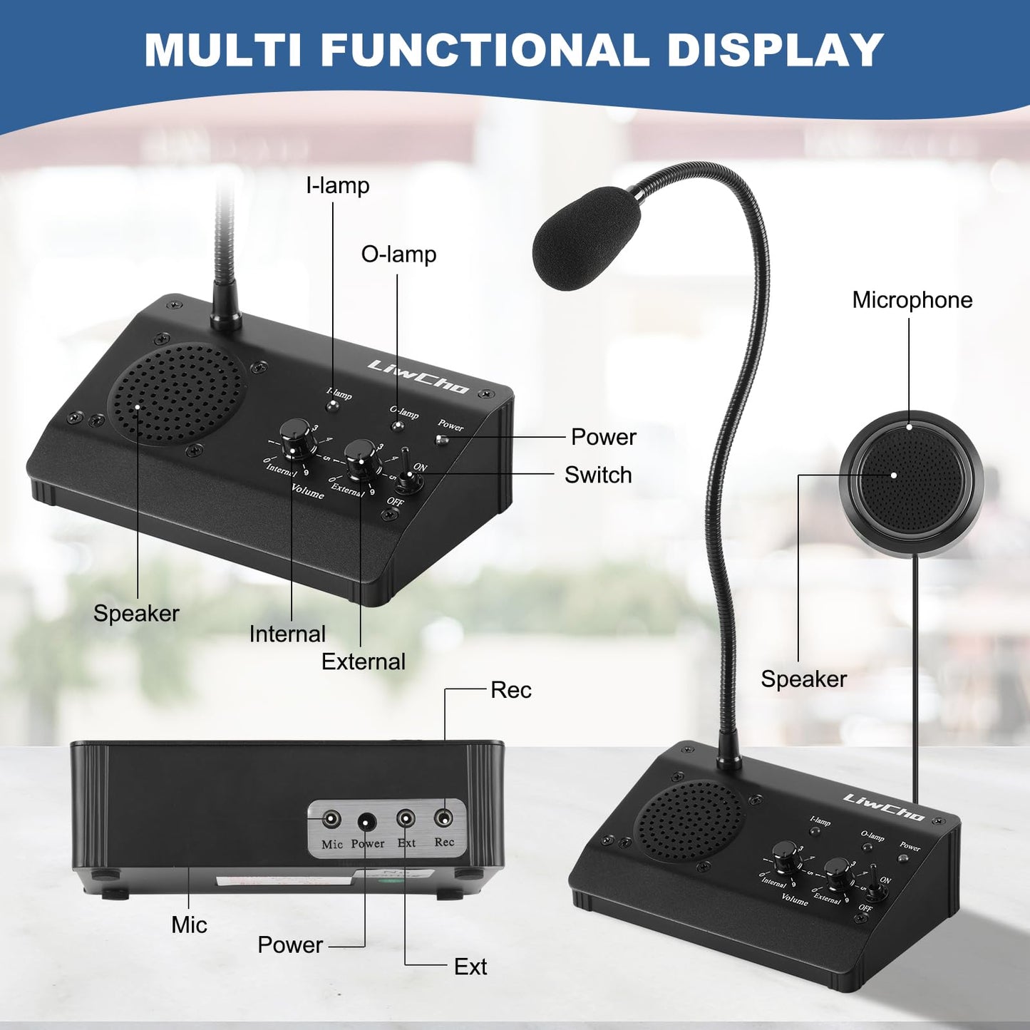 Dual-Way Window Intercom System for Business, Bank, and Ticket Counters - Clear Two-Way Audio Speaker System