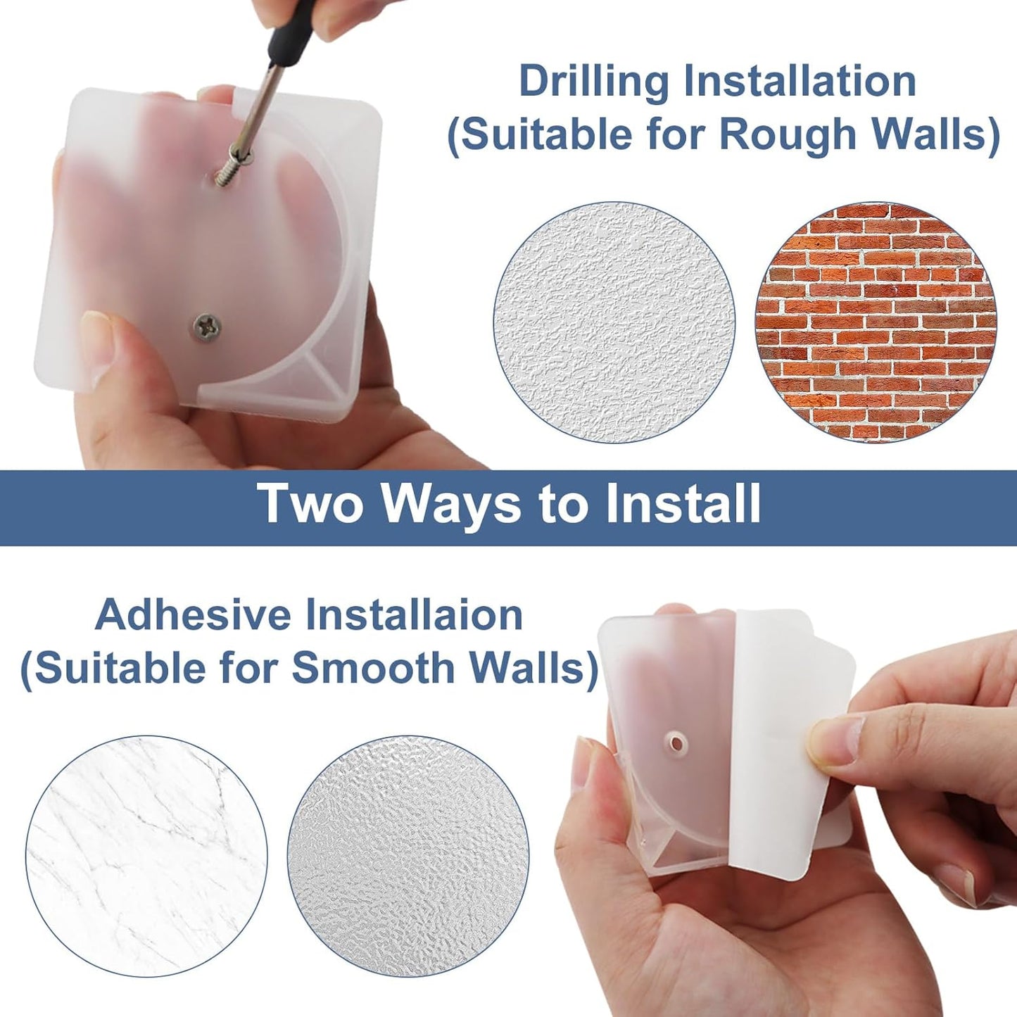 2 Pack Adhesive Shower Rod Holders, Transparent, Strong Grip for Bathroom - Fits Most Curtain Rods