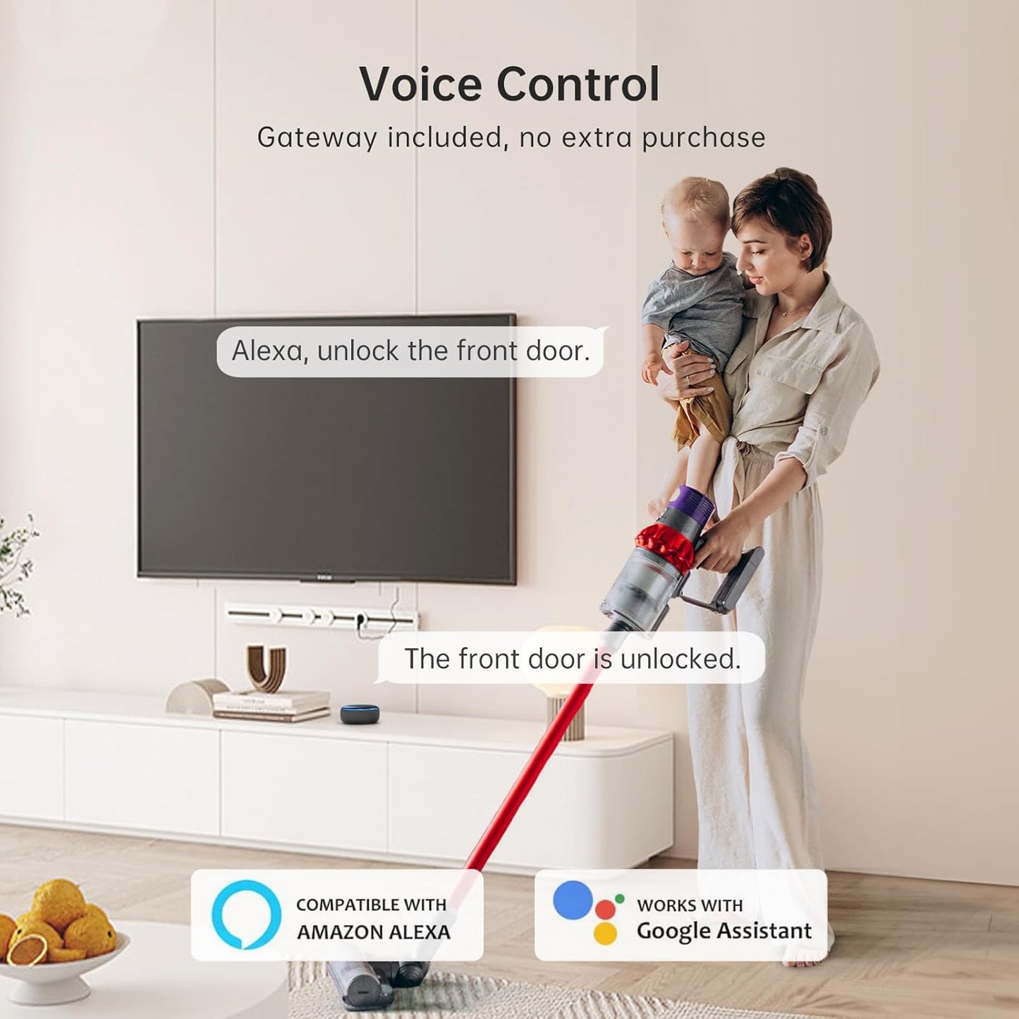 WiFi Smart Door Lock Set – Silver Keyless Entry with Fingerprint, Bluetooth, Alexa, Auto Lock, and Handle for Home & Hotel Security