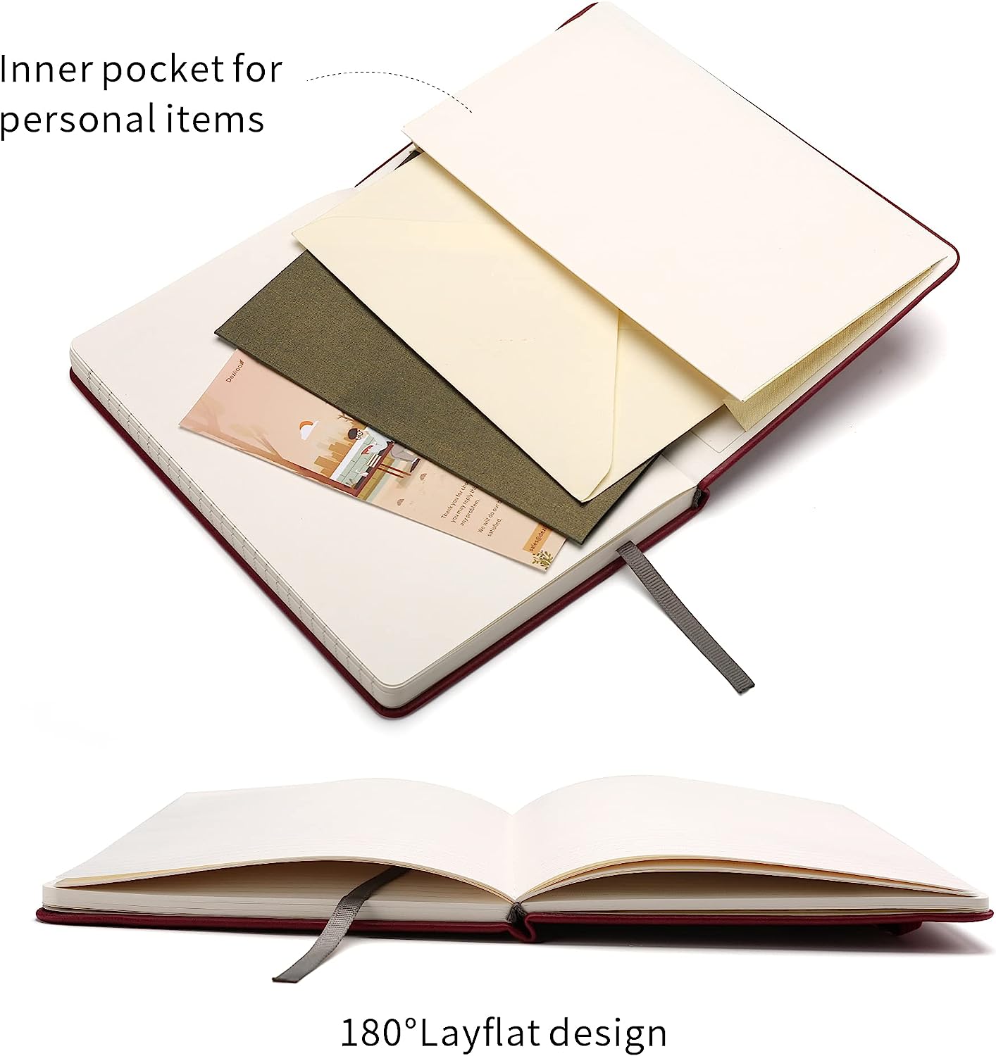 5.7"x8.4" Red 160 Page Ruled Hardcover Notebook/Journal w/ 100 GSM Paper