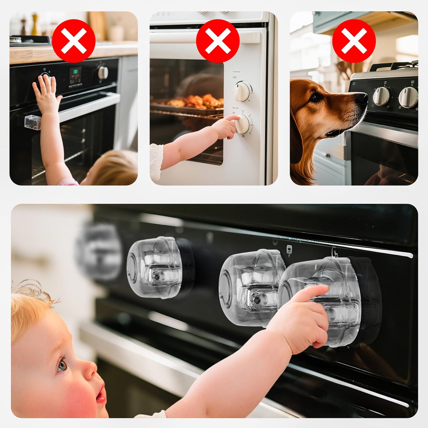 5-Pack Child Safety Stove Knob Covers - Heat Resistant Gas Oven Lock