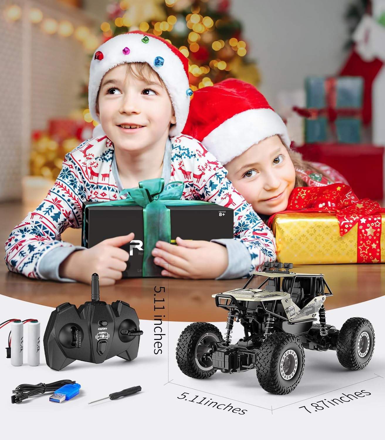 All-Terrain RC Monster Truck - Durable Metal Shell, Dual Batteries, 1/20 Scale