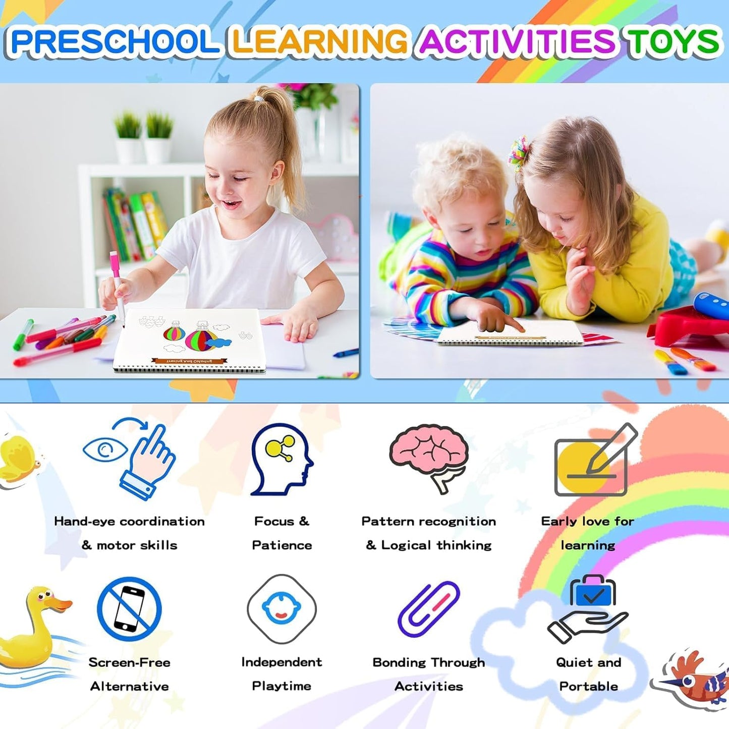 Engage Toddlers with 24 Theme Busy Book - Perfect for Pre-K Learning & Homeschool Activities