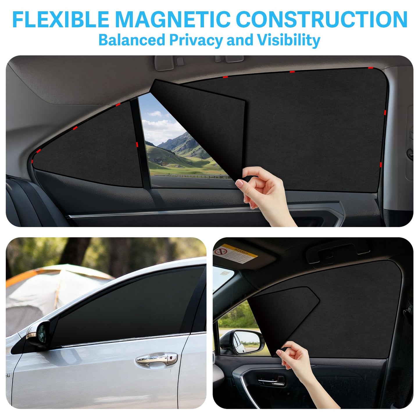 Custom Fit Car Window Shades for Toyota Corolla 2019-2024, 4-Pack Magnetic Blackout Covers for Privacy and UV Protection