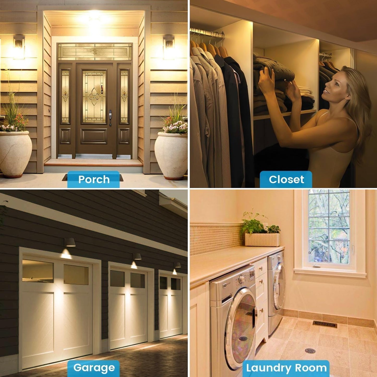 Radar Motion Sensor LED Light Bulbs 9W A19 E26 Dusk to Dawn 2700K Warm White - 3 Pack