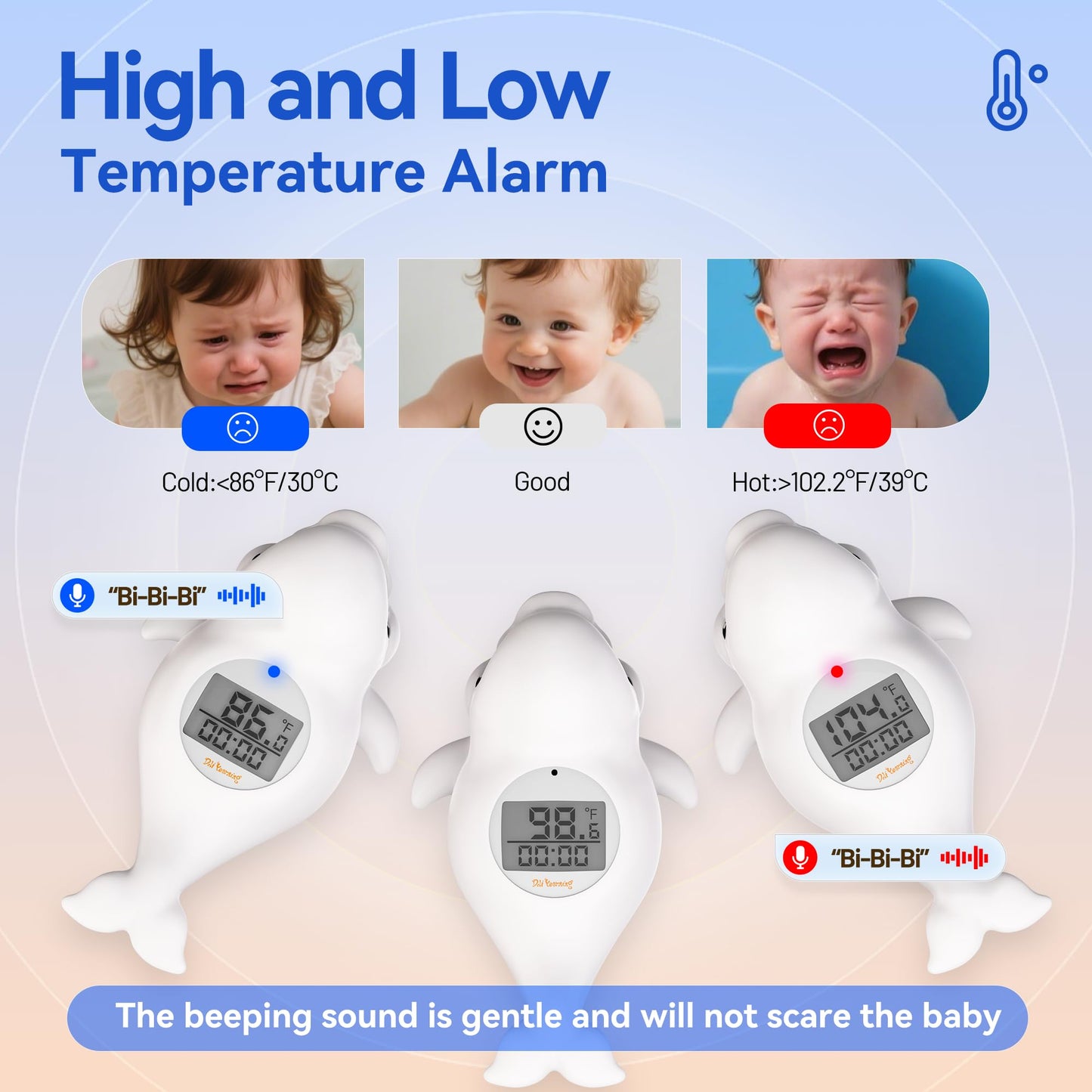 Floating Digital Baby Bath Thermometer and Room Temperature Monitor with Safety Alert and Timer