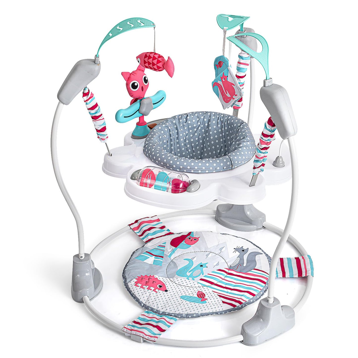 Portable Baby Activity Center Play Center for 7-18 Months with 360° Rotating Seat, 3 Height Settings, Interactive Developmental Toys