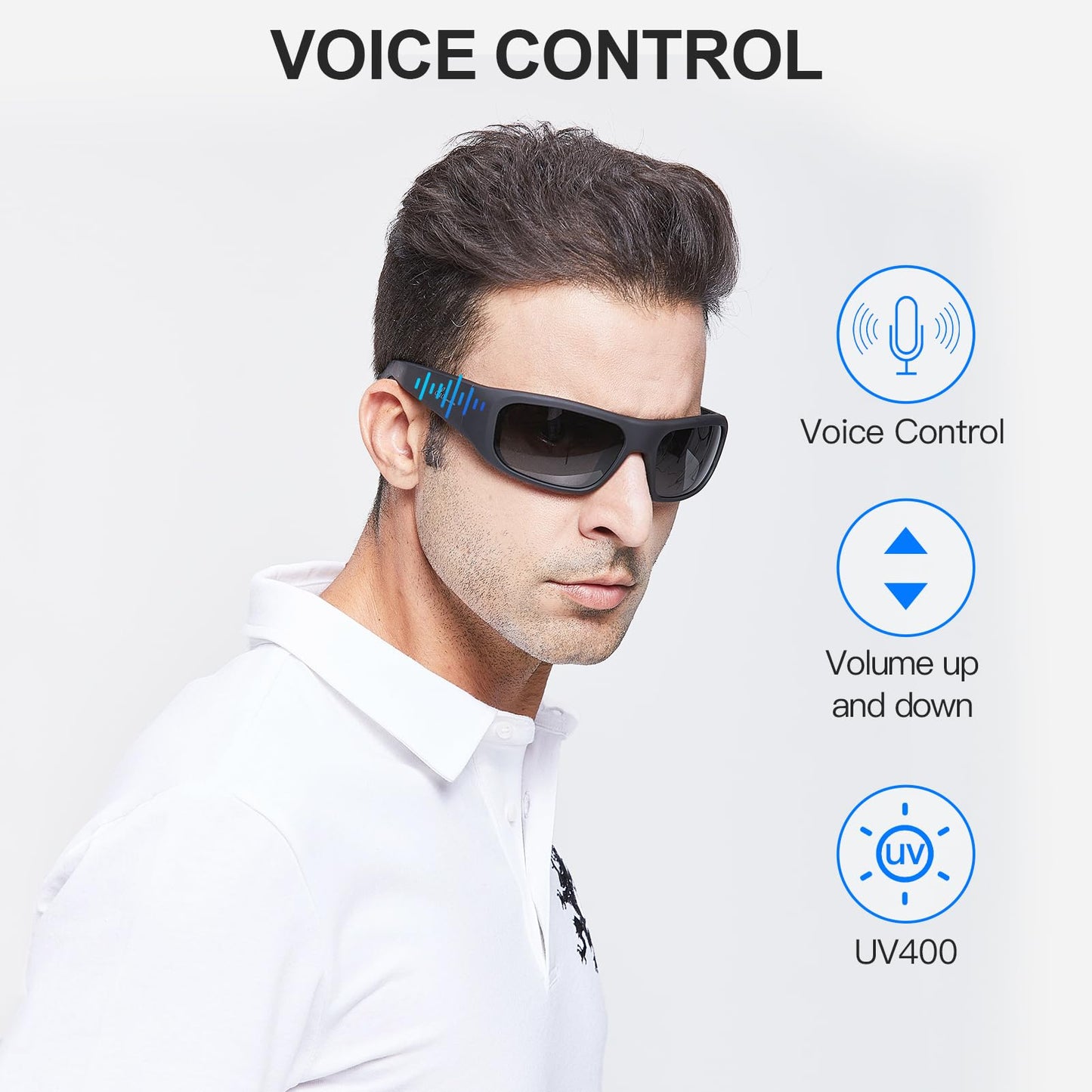 Bluetooth Audio Sunglasses Open Ear Sport Glasses UV400 ANSI Z87.1
