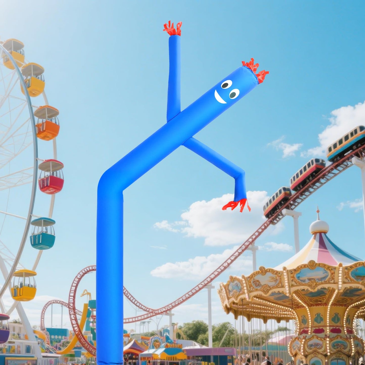 20ft Blue Inflatable Sky Puppet Dancer Waving Tube Man Attachment for Advertising