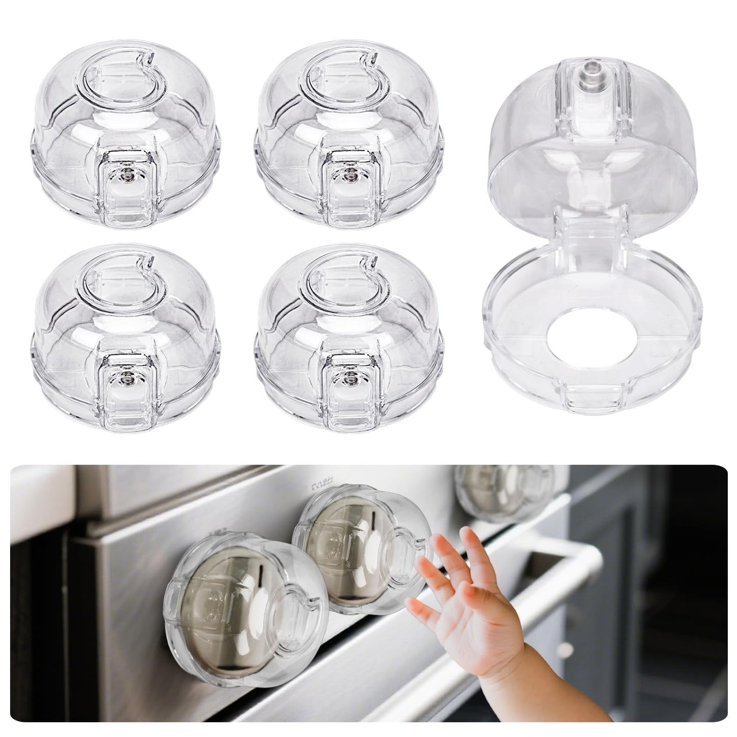 5-Pack Child Safety Stove Knob Covers - Heat Resistant Gas Oven Lock
