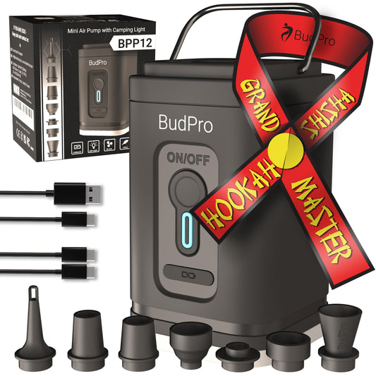 Electric Hookah Pump and Shisha Starter Kit - Rechargeable Charcoal Blower and Portable Air Compressor with 6 Nozzles