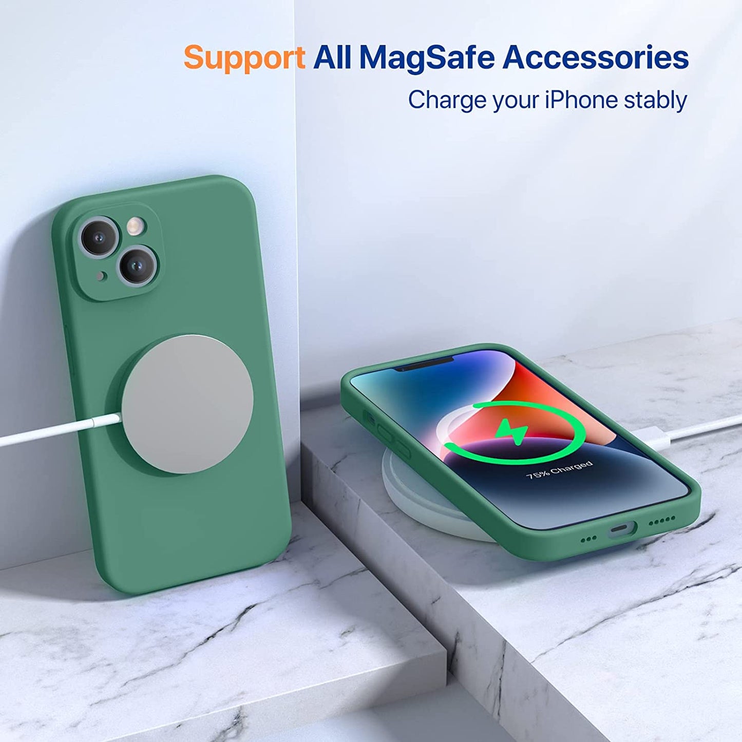 6.1" iPhone 14 Liquid Silicone Case w/ Microfiber Lining & Screen Protector