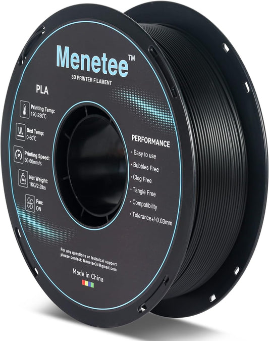 Black PLA 3D Printer Filament 1.75mm for FDM Printers, High Precision, Easy Printing, 1kg Spool