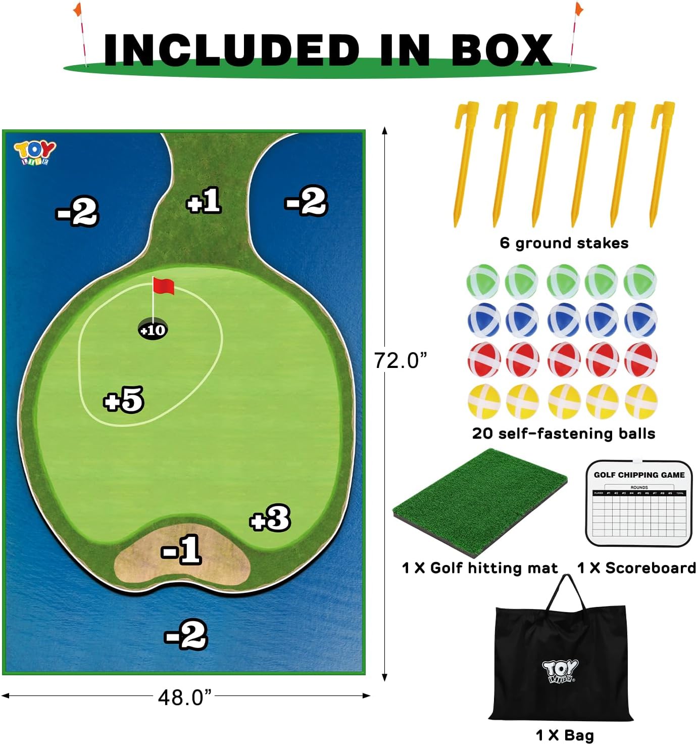 Golf Chipping Practice Mat Set for Indoor & Outdoor Fun - Family & Party Games