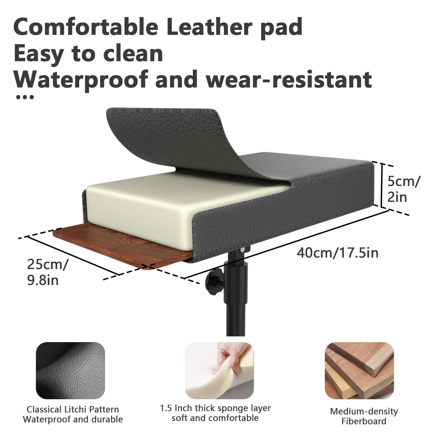 Professional Adjustable Tattoo Armrest Stand with Storage Tray and Tool Bucket - Heavy Duty H-Base for Studio Use