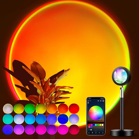 Explore 21 Colors with Smart APP-Controlled Sunset Lamp Projector for Creative Decor