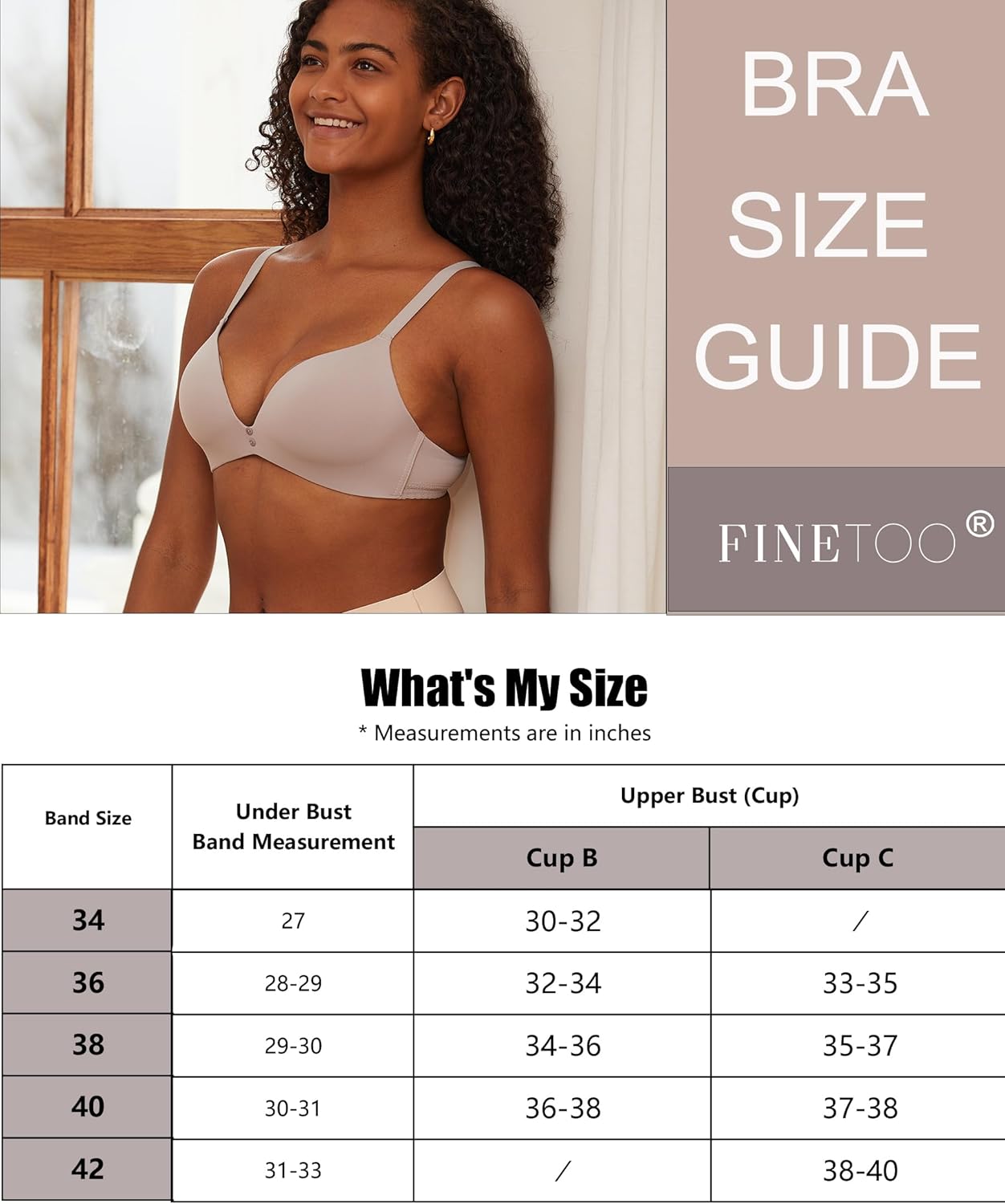 2-Pack Size 40C Wireless Bras for Women: Lightly Lined, Full Coverage, V-Neck T-shirt Bra for All-Day Comfort
