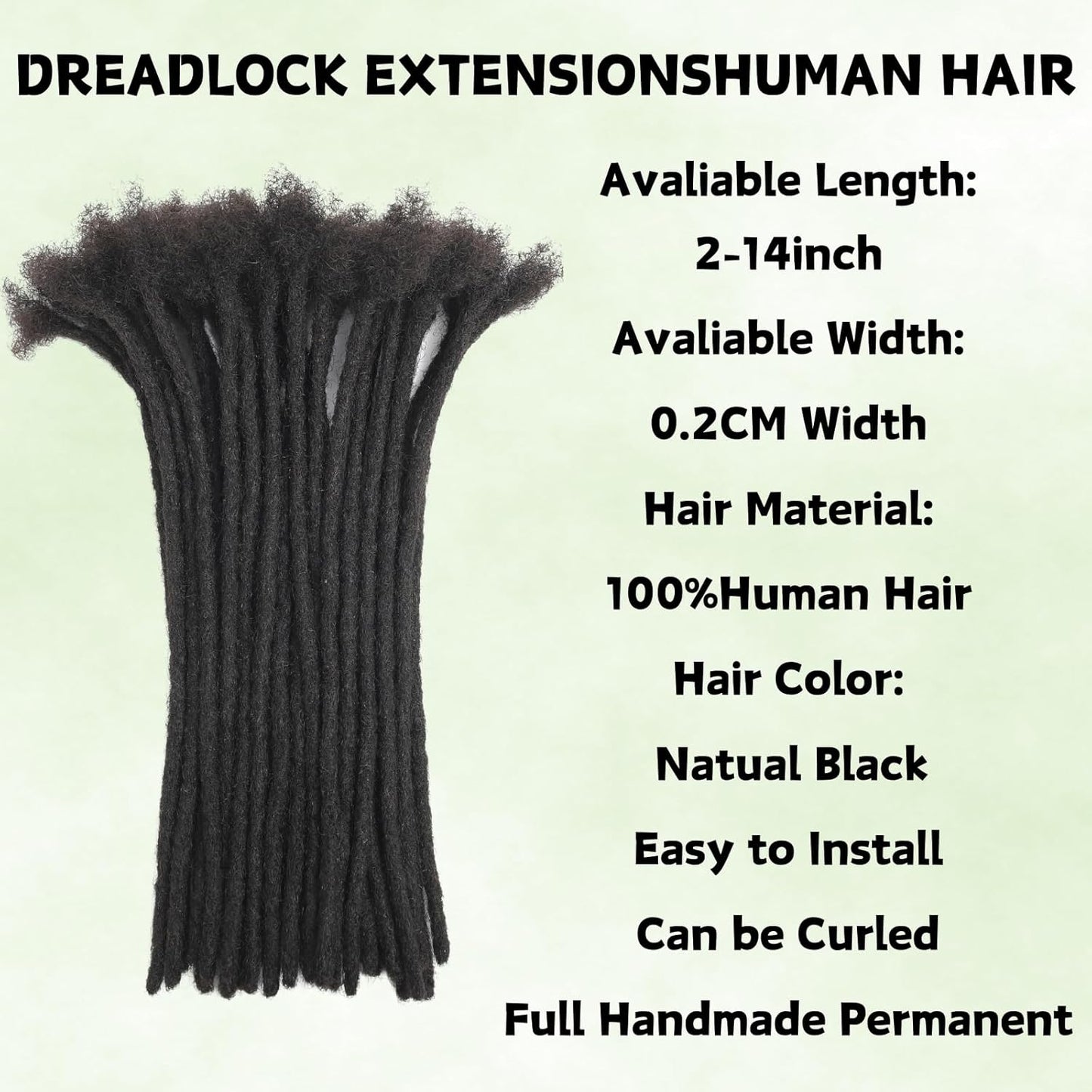 6-Inch Handmade 100% Human Hair Loc Extensions – 30 Strands, Natural Black
