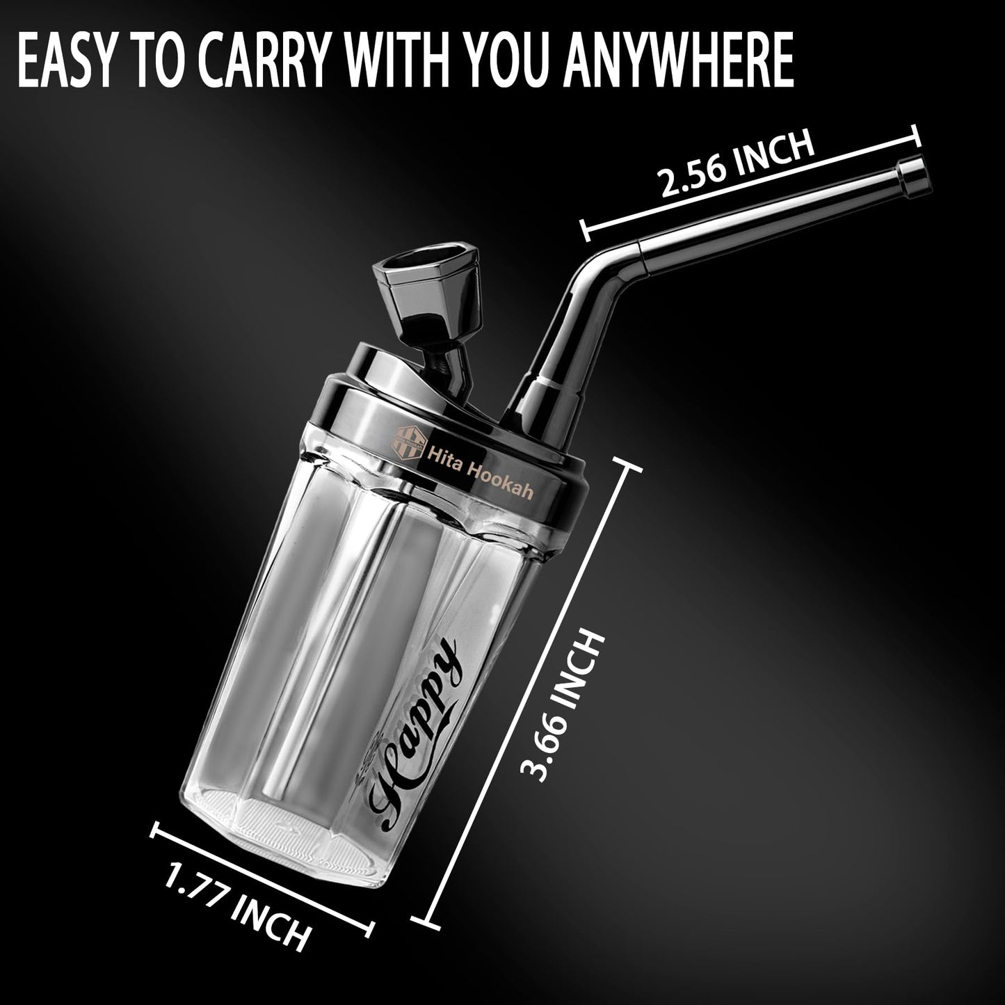 Portable Hookah Water Pipe Set - Compact Travel Design - Black