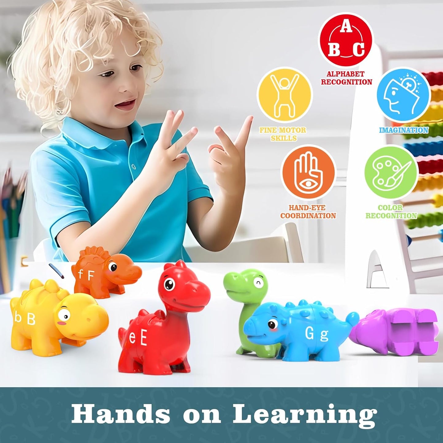 ABC Dinosaur Alphabet Match Game - Educational Toys for Toddlers 2-5 Years