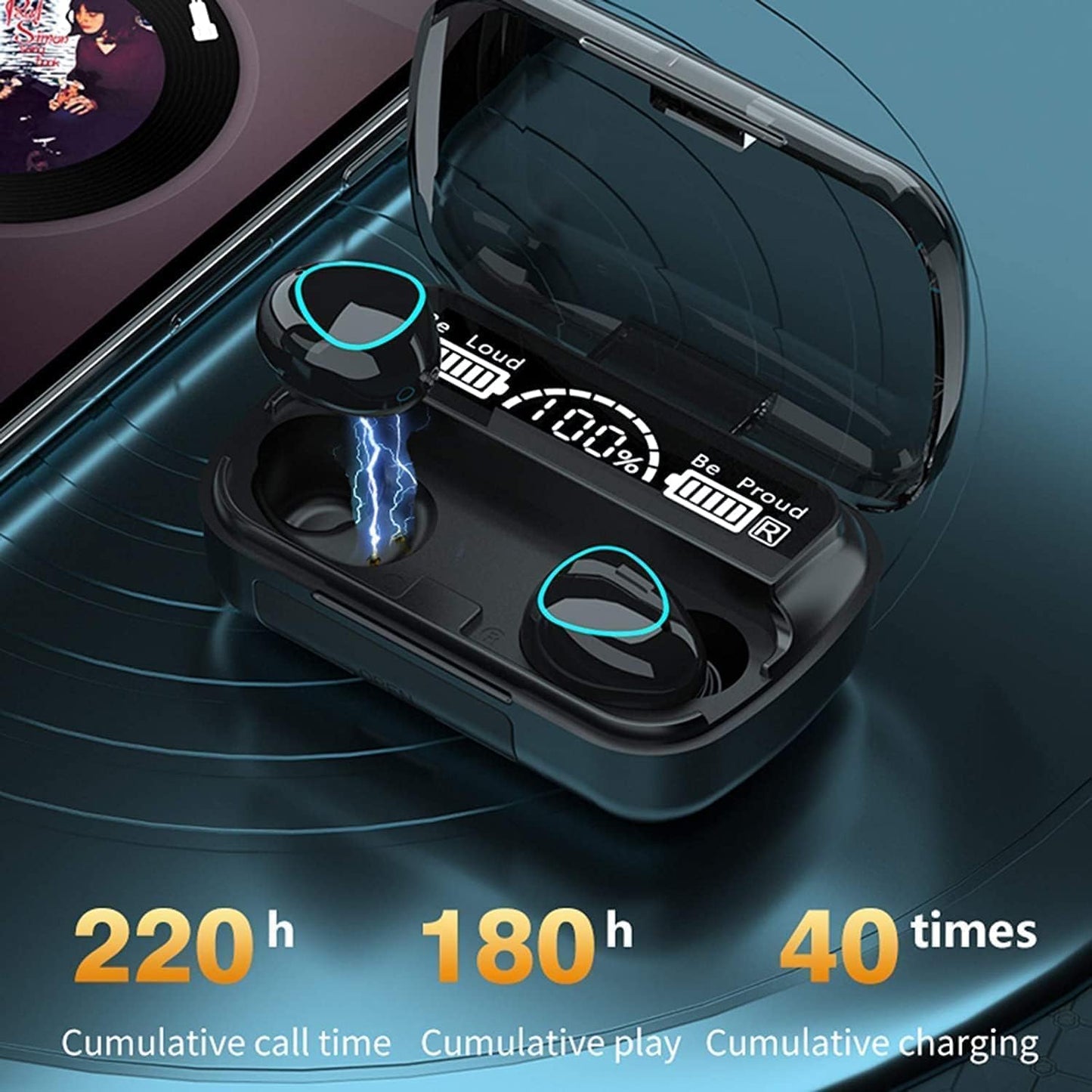 Wireless Earbuds with 122H Playtime, IPX7 Waterproof, Noise Cancellation for Sports