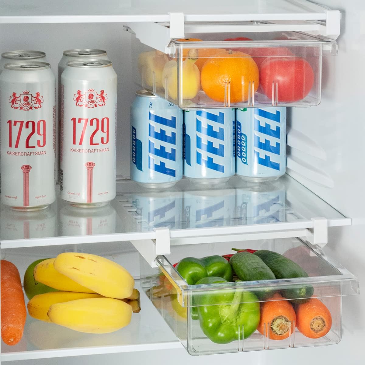 Fridge Shelf Holder & Organizer: Pull-Out Egg Bin with Handle, BPA-Free Storage