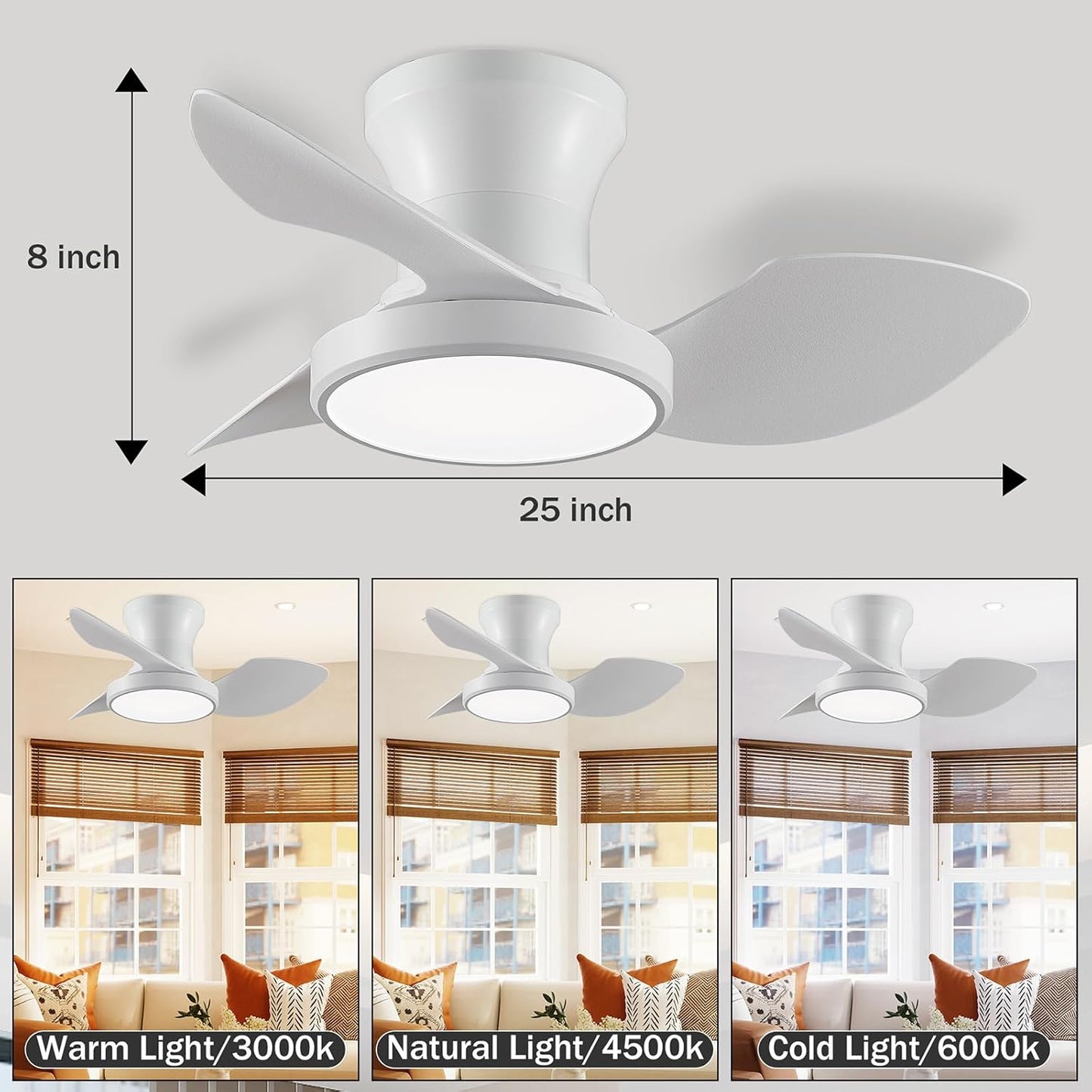 Maximize Comfort in Any Season with the 25 Inch LED Ceiling Fan for Bedroom and Living Room