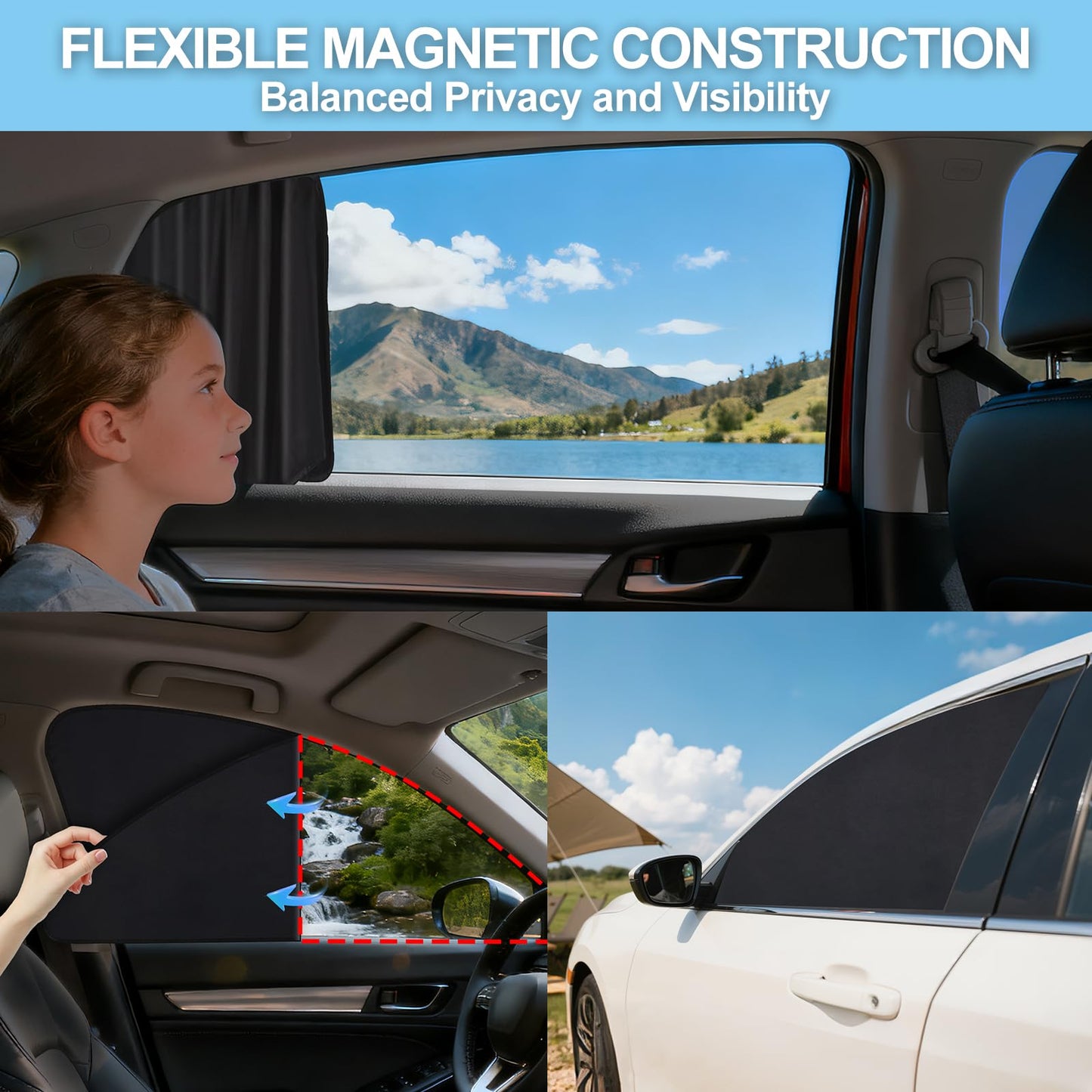 Custom Fit Car Window Shades for Honda Accord 2018-2023, 4-Pack Blackout UV Protection
