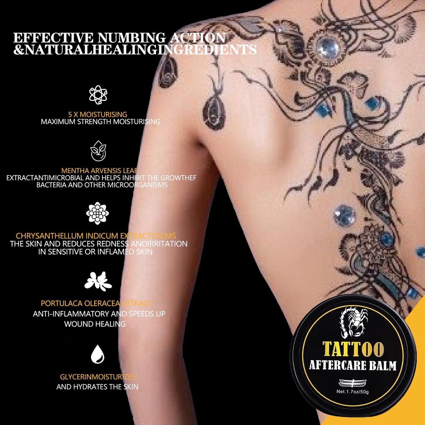 Ultimate Tattoo Aftercare Balm - Natural, Hypoallergenic, 17oz for Vibrant Tattoos