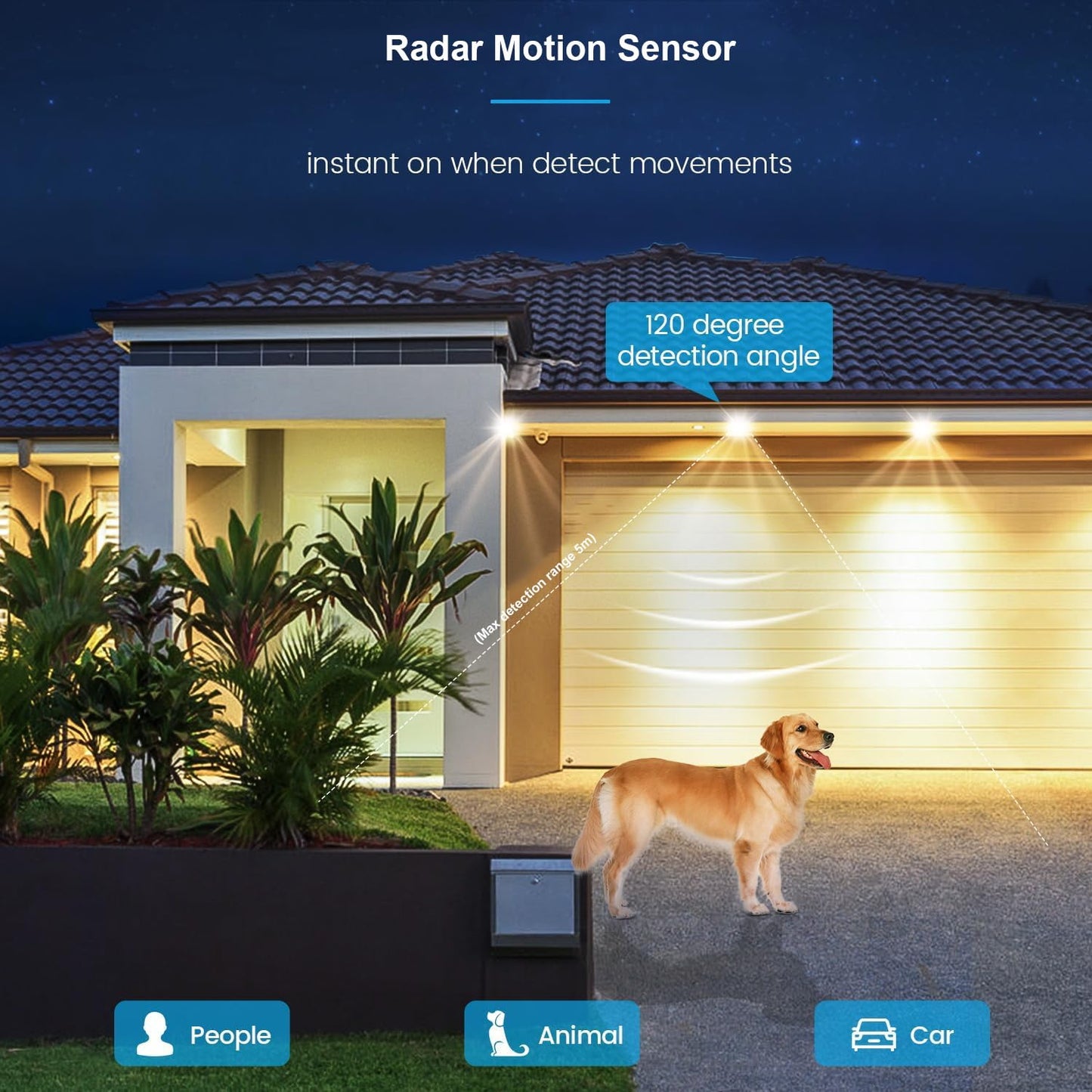 Radar Motion Sensor LED Light Bulbs 9W A19 E26 Dusk to Dawn 2700K Warm White - 3 Pack