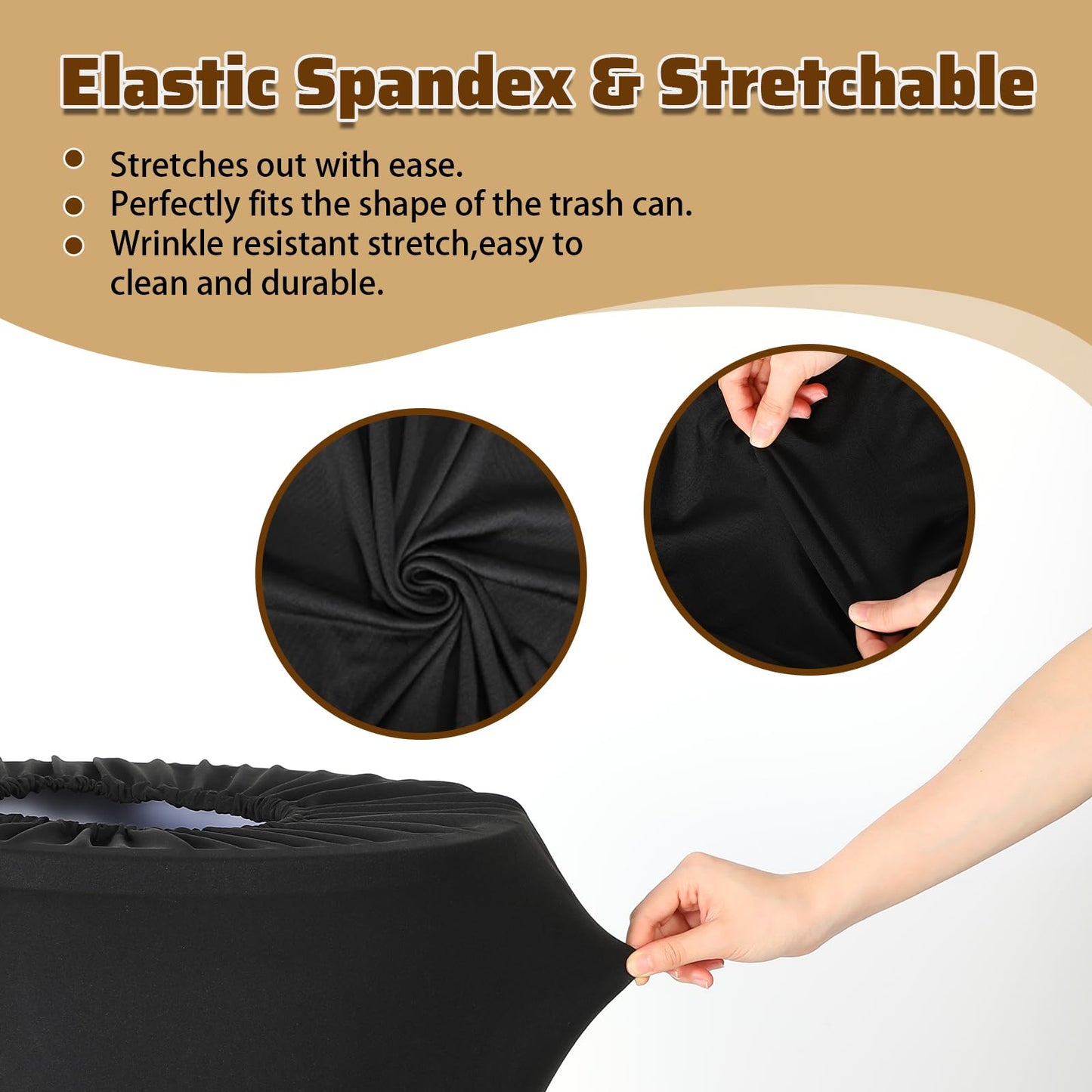 4-Pack Black Spandex Trash Can Covers for 32 Gallon Round Outdoor Bins - Decorative Elastic Bin Wraps for Weddings and Events