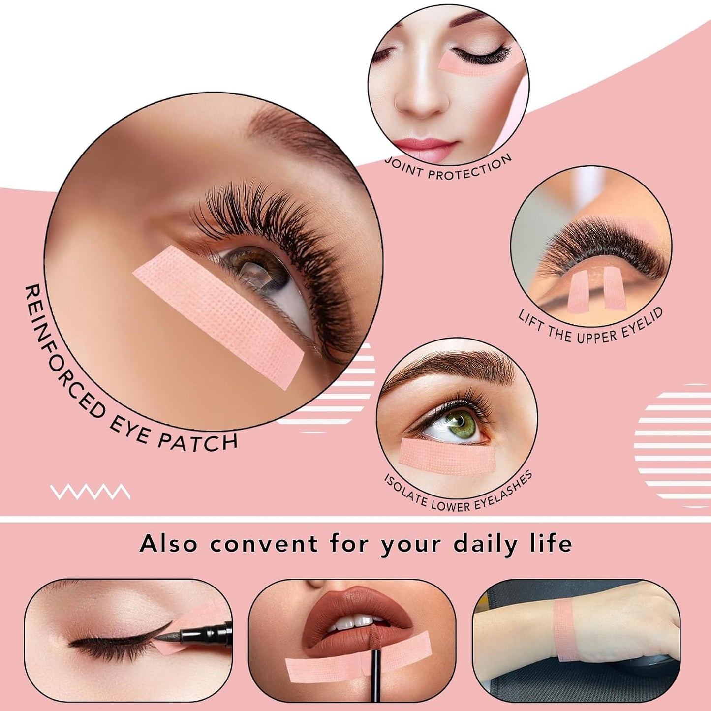 Premium Eyelash Extension Tape, 3.94 Yards, Breathable Non-Woven Silicone Gel - Pink