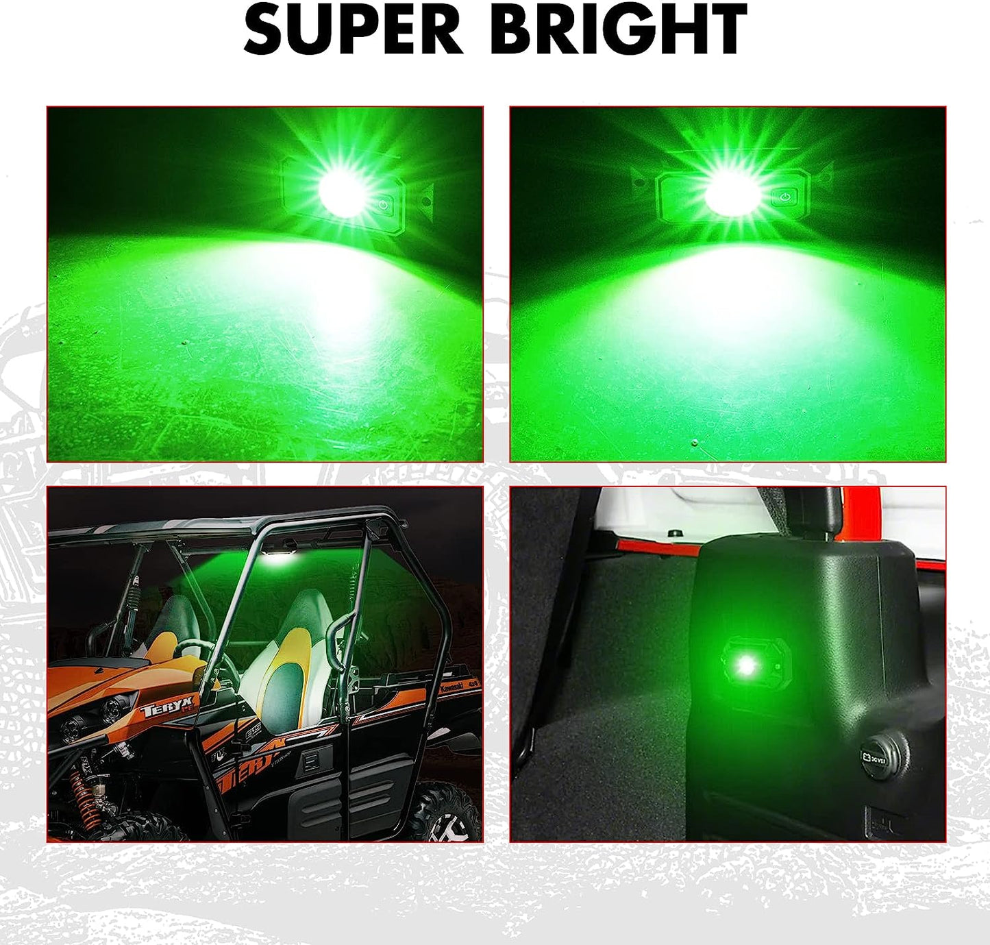 Green LED Universal UTV/ATV Roll Bar Mount Interior Dome Light
