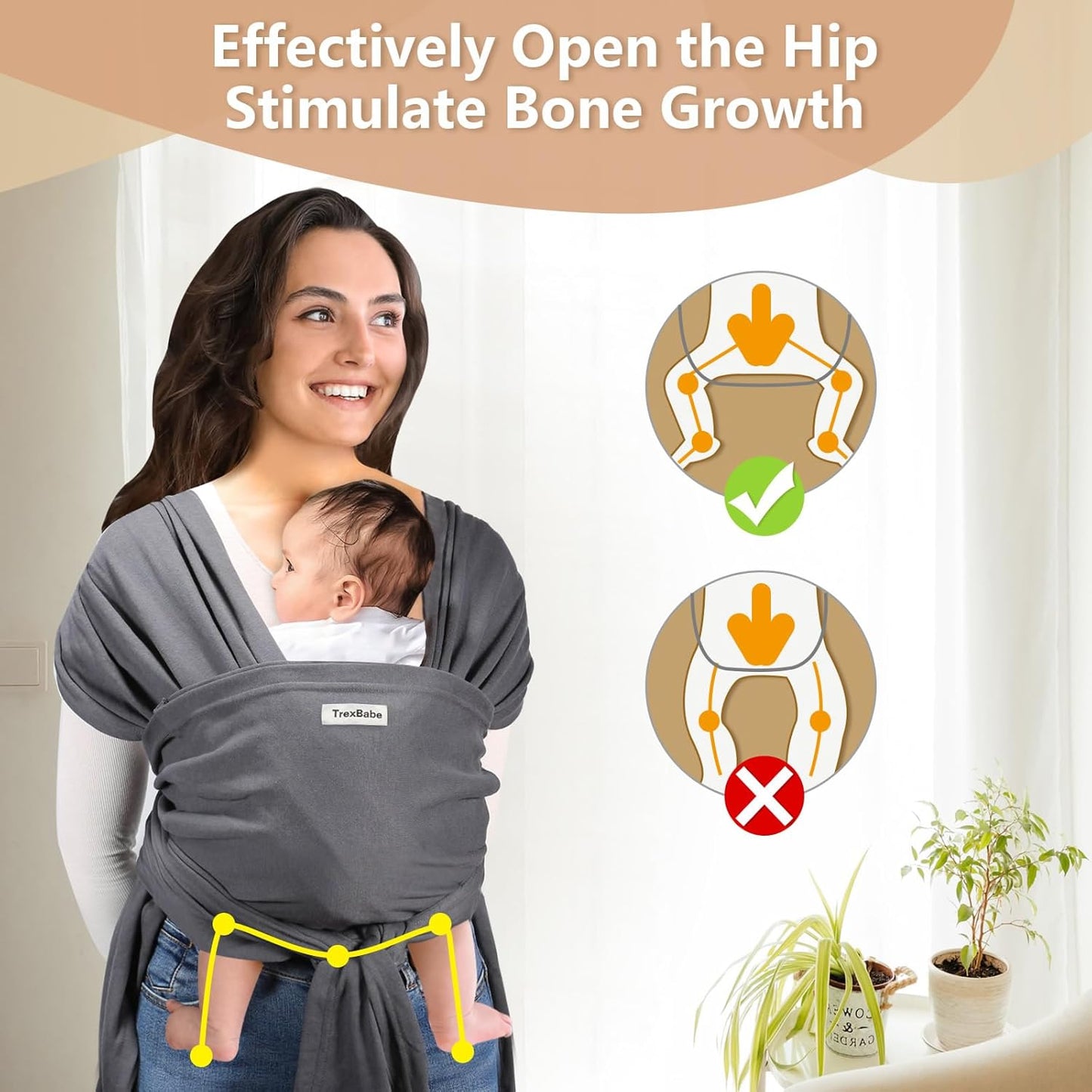 Adjustable Hands-Free Sling Carrier for 8-44lbs - Pediatrician Recommended, Gray