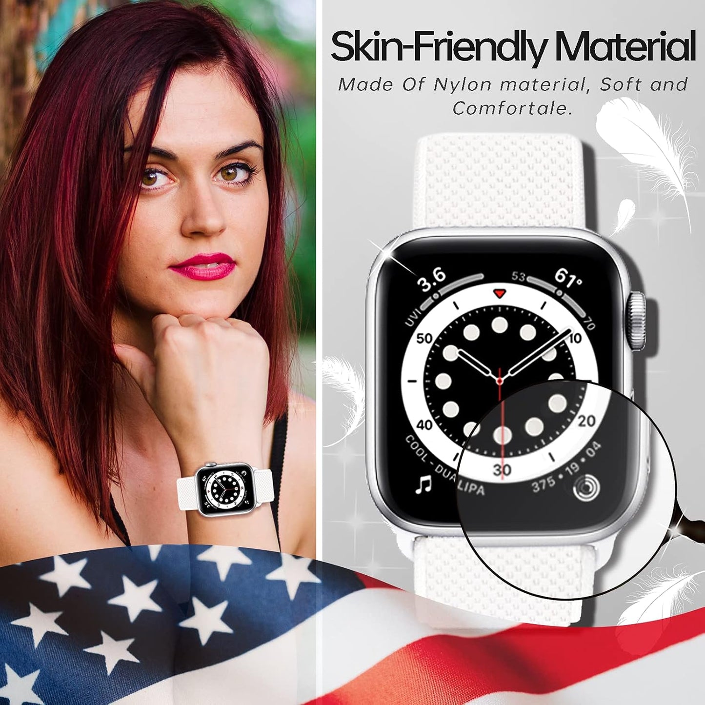 3 Pack Stretchy Solo Loop Apple Watch Bands: Nylon, Elastic, for 42mm-45mm Models