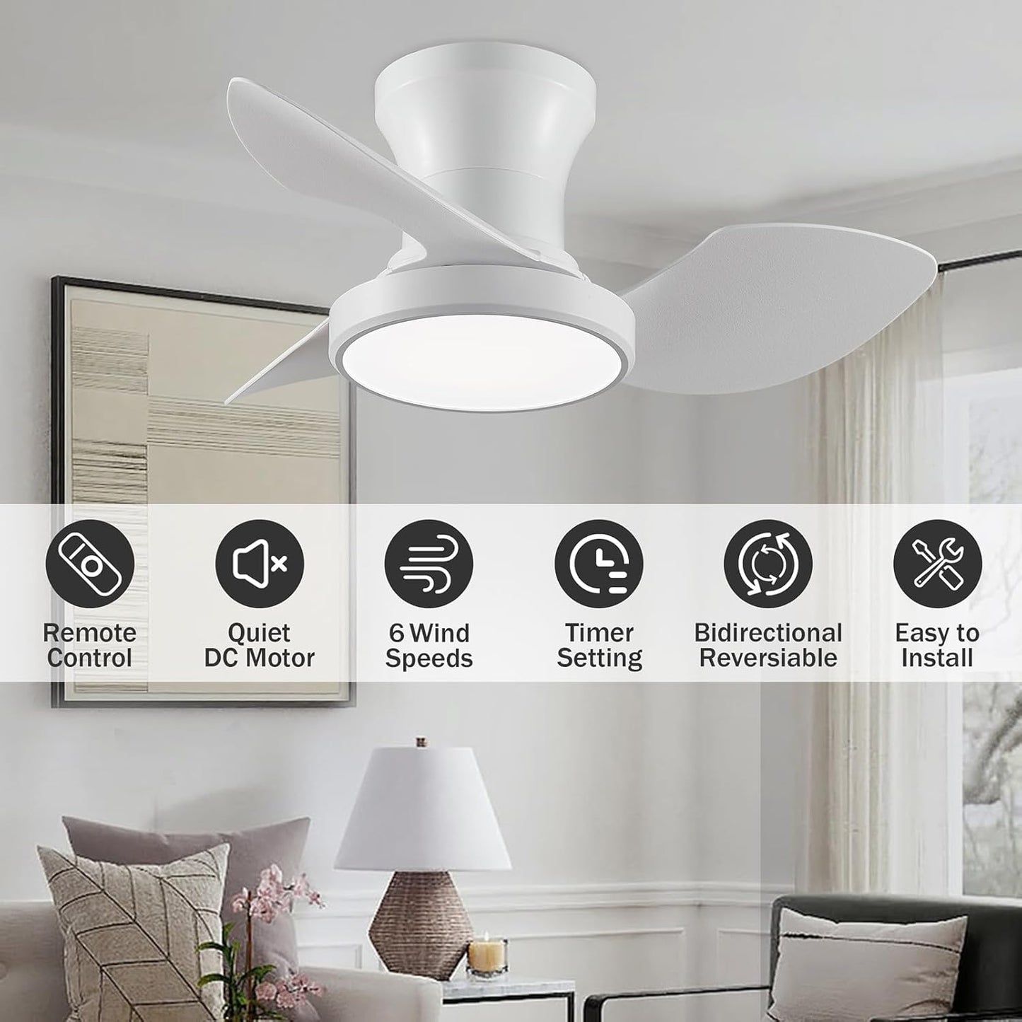 Maximize Comfort in Any Season with the 25 Inch LED Ceiling Fan for Bedroom and Living Room