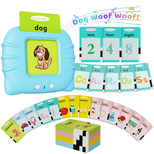 Toddler Talking Flash Cards Cat Reader, 248 Sight Words, Montessori Learning Toy, Animal & Vehicle Sounds, Rechargeable, Ages 1-6