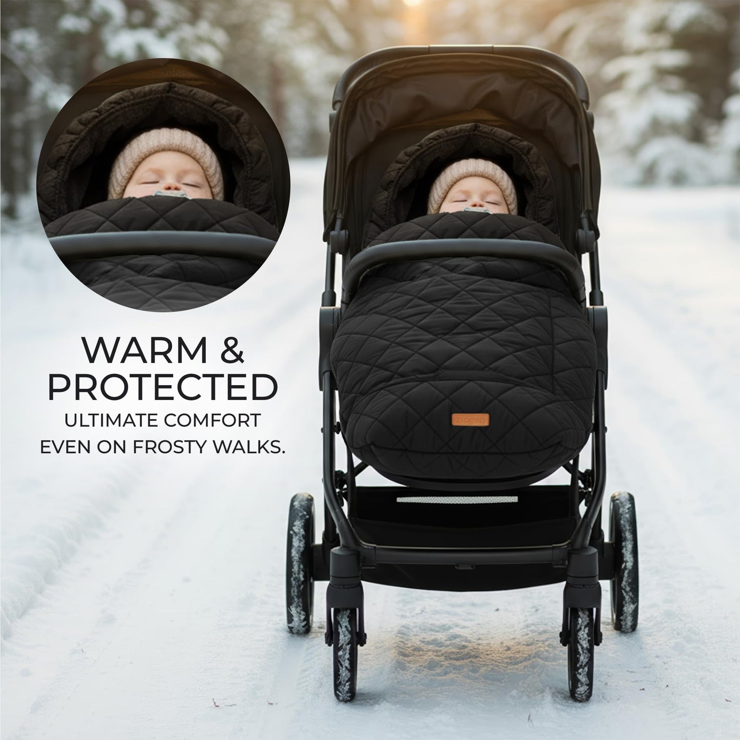 Waterproof Winter Stroller Cover and Baby Bunting Bag with Soft Fleece Lining - Universal Fit Footmuff for Rain, Wind, and Snow